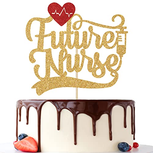 Future Nurse Cake Topper, Nursing School Survivor Cake Topper, Congrats Nurse 2023, Nurse Grade Dekorationen, Congrats Grade (Gold und Rot) von Jenrtvis