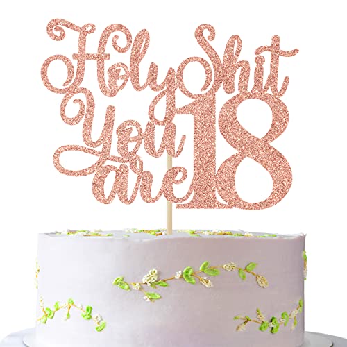 Happy 18th Birthday Cake Topper, Time to Adult, Cheers to 18 Years Cake Decor, Funny 18th Birthday Decorations Supplies Rose Gold Glitter von Jenrtvis