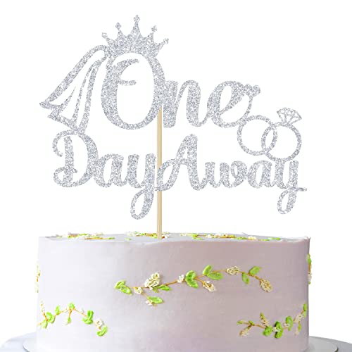 One Day Away Tortenaufsatz, Tomorrow We Do, Probe-Abendessen-Brunch-Dekoration, Hochzeitsprobe, Party-Dekorationen, Silber-Glitzer von Jenrtvis