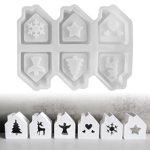 6 Stück Häuser Silikonformen Gießformen Weihnachten, Silikonform Weihnachten Silikonform Mini Haus Silikonform Häuser Silikonformen Weihnachten Mini Häuser Giessformen Silikon Gießform Weihnachten (A) von Jenshhch