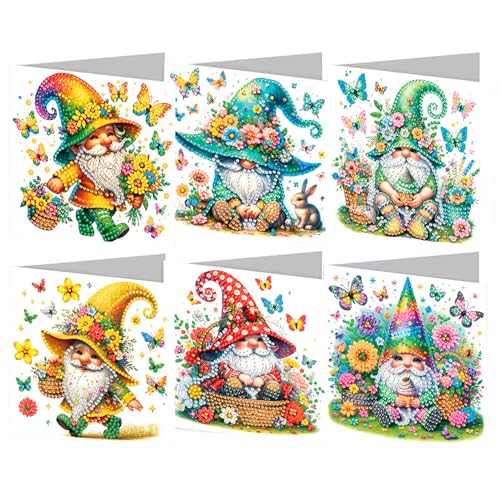 6er Set 5D Diamond Painting Karten Ostern, Osterkarten mit Umschlag Diamond Painting, DIY Diamond Art Painting Grußkarten, Osterdeko Diamant Malerei Osternkarte Kits für Erwachsene und Kinder (B) von Jenshhch