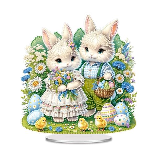 Diamond Painting Ostern zum Hinstellen, Hase Deko Diamond Painting Erwachsene, Diamond Painting Osterhase Figuren, Diamond Painting Ostern Bilder, Deko Frühling Diamant Malerei für Ostergeschenke von Jenshhch