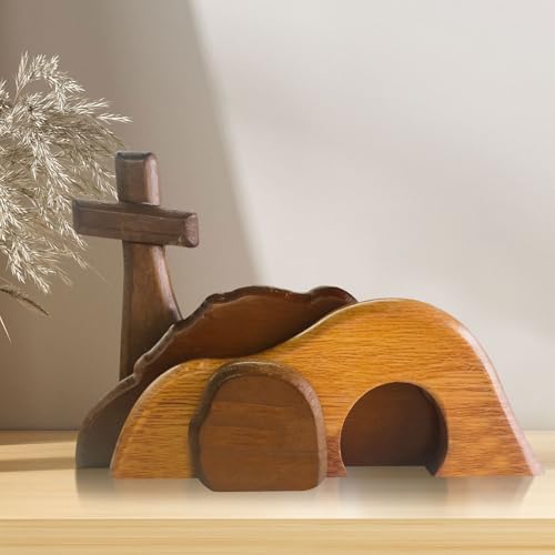 Osterdeko Holz Deko Krippe, Ostern Deko Tisch Krippenfiguren Aufsteller, Frühlingsdeko Krippe Figur zum Hinstellen, Deko Frühling Innen Ornament aus Holz für Osterndeko Modern, Wohnzimmer Deko (A) von Jenshhch