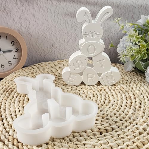 Osterhase Gießformen Silikon Ostern, Silikonformen Gießformen Ostern, Silikonform Frühling Hase Gipsformen zum Gießen, Kerzenform Silikon Giessformen Silikon Gießform Ostern für DIY Osterhase Deko (B) von Jenshhch