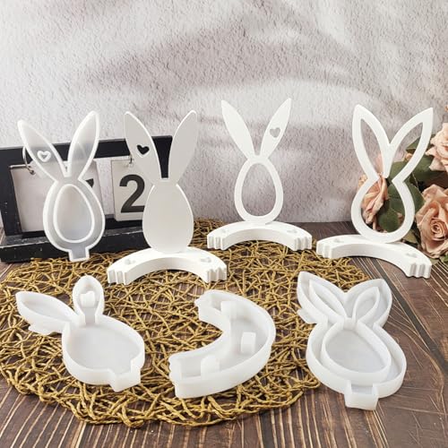 Osterhase Gießformen Silikon Ostern, Silikonformen Gießformen Ostern, Silikonform Frühling Hase Gipsformen zum Gießen, Kerzenform Silikon Giessformen Silikon Gießform Ostern für DIY Osterhase Deko (C) von Jenshhch