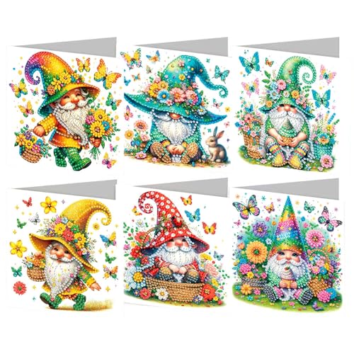 Osterkarten mit Umschlag Diamond Painting Ostern, DIY 5D Diamond Art Painting Karten Ostern 6er Set, Frohe Ostern Grußkarten Diamond Painting Frühling Kits Bastelset Ostern für DIY Geschenk (Wichtel) von Jenshhch