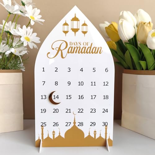 Ramadan Deko Kalender, Ramadan Kalender aus Holz, DIY Ramadan 30 Tage Countdown Kalender Ornament, Eid Mubarak Dekoration Adventskalender, Ramadankalender Ramadan Geschenke für Kinder (B) von Jenshhch