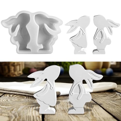 Silikonform Hase Gießform Ostern, 2 Stück Osterhase Silikonformen Gießformen Ostern Kaninchen Gipsformen zum Gießen Silikonform Ostern Gießformen Frühling Giessform Silikon für Ostern Geschenke (C) von Jenshhch