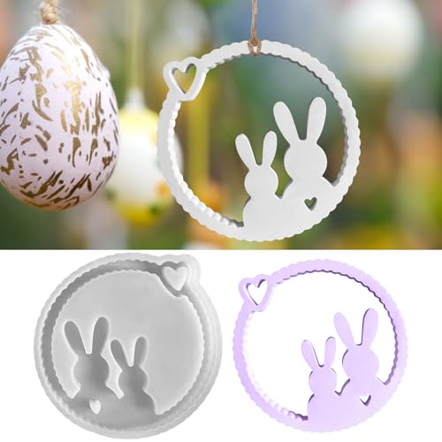 Silikonform Ostern Hase/Ostereier zum Aufhängen, Silikonformen Gießformen Ostern Gießform Hase Silikonform Ostereier Gipsformen zum Gießen Anhänger Giessformen Silikon für Osterdeko und Geschenk (B) von Jenshhch