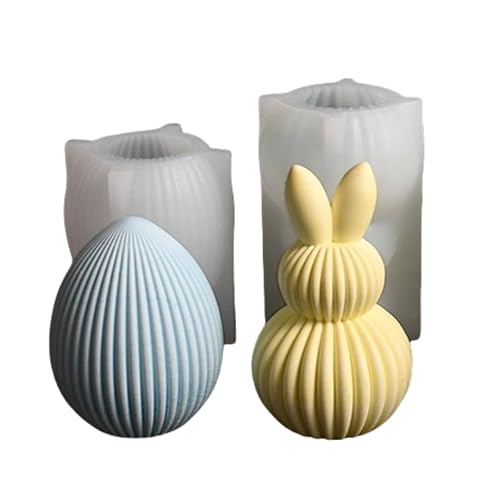 Silikonform Osternhase Eier, 2 Stück Silikonformen Gießformen Ostern Hase Gießformen Silikon 3D Ostereier Giessformen Silikon Gießform Frühling Kerzenformen Zum Gießen für DIY Ostergeschenke (B) von Jenshhch