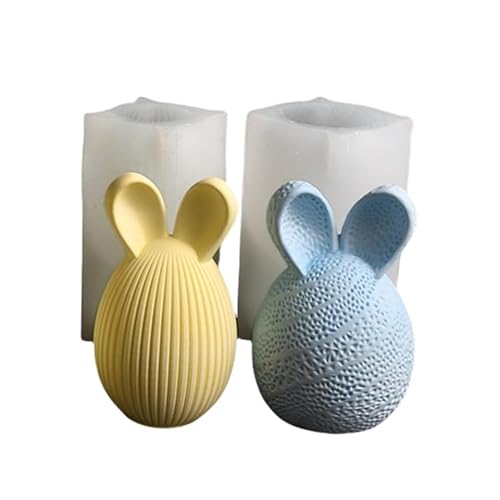 Silikonform Osternhase Eier, 2 Stück Silikonformen Gießformen Ostern Hase Gießformen Silikon 3D Ostereier Giessformen Silikon Gießform Frühling Kerzenformen Zum Gießen für DIY Ostergeschenke (A) von Jenshhch