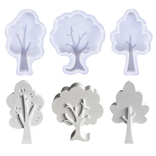 Silikonformen Gießformen Baum Kerzenformen zum Gießen, Weihnachten Silikonform Baum Gips Zum Gießen, Gießform Baum Beton Zum Gießen, Gießformen Silikon Baum Silikonform Baum Giessformen Silikon (3PCS) von Jenshhch