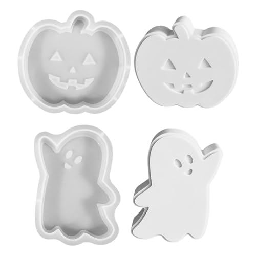 Silikonformen Gießformen Kürbis Geist, Halloween Deko Kerzenformen zum Gießen, Kerzen Selber Machen Set Giessformen Silikon, Epoxidharz Formen Kürbis Geist für Kerzen, Seife, Gips (2PCS) von Jenshhch