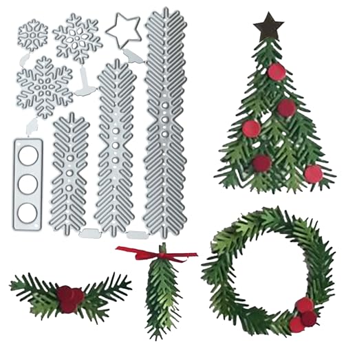 Stanzschablone Weihnachten, Weihnachtsbaum Stanzformen Weihnachten, Neue Metall Schneiden Sterben Und Stempel Set, Prägeschablone Weihnachten Stanzschablone für DIY Tischdeko Weihnachten von Jenshhch