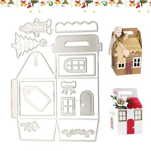 Stanzschablonen Weihnachten 2024 Weihnachtshäuser, Metall Haus Prägeschablonen Weihnachten, 3D Stanzschablonen Neuheiten 2024, Stanzformen Weihnachten für DIY Tischdeko Weihnachten Scrapbooking von Jenshhch