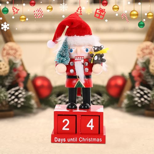 Weihnachts Adventskalender Holz, Weihnachtsdeko Weihnachtsfiguren Countdown Kalender, Holz Weihnachten Figur Adventskalender Weihnachten Countdown Dekorationen für Weihnachts Geschenk (Weihnachtsmann) von Jenshhch