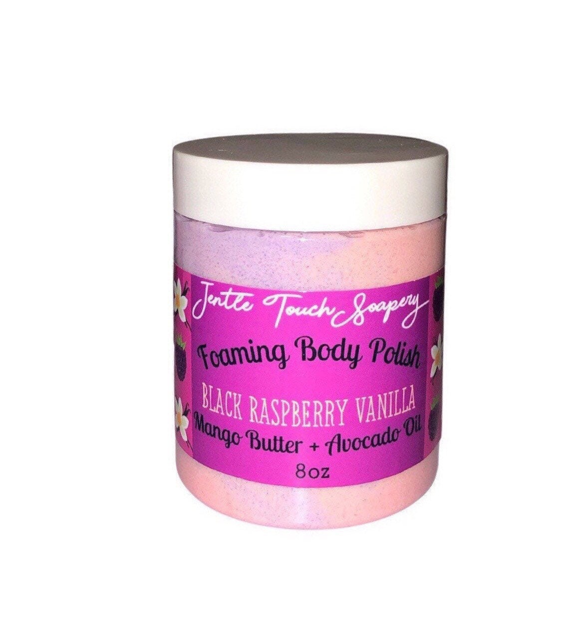 Black Owned - Raspberry Vanilla-Whipped Seife Zuckerpeeling-Duft Feuchtigkeitsspendend - Schäumende Körperpolitur-Peeling-Peeling von Jentletouchsoapery