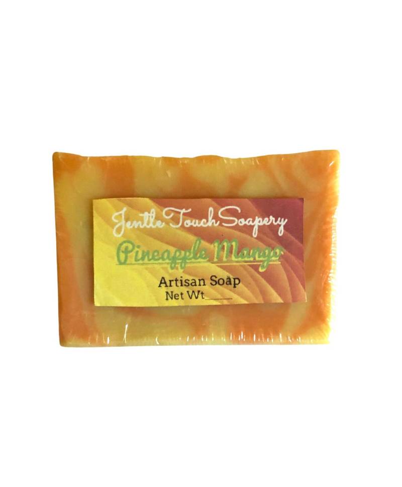 Handgemachte Seife-Duftseife-Feuchtigkeitsseife Bar-Cp Seife-Shea Butter Körperseife-Naturseife. Duft-Ananas Mango von Jentletouchsoapery