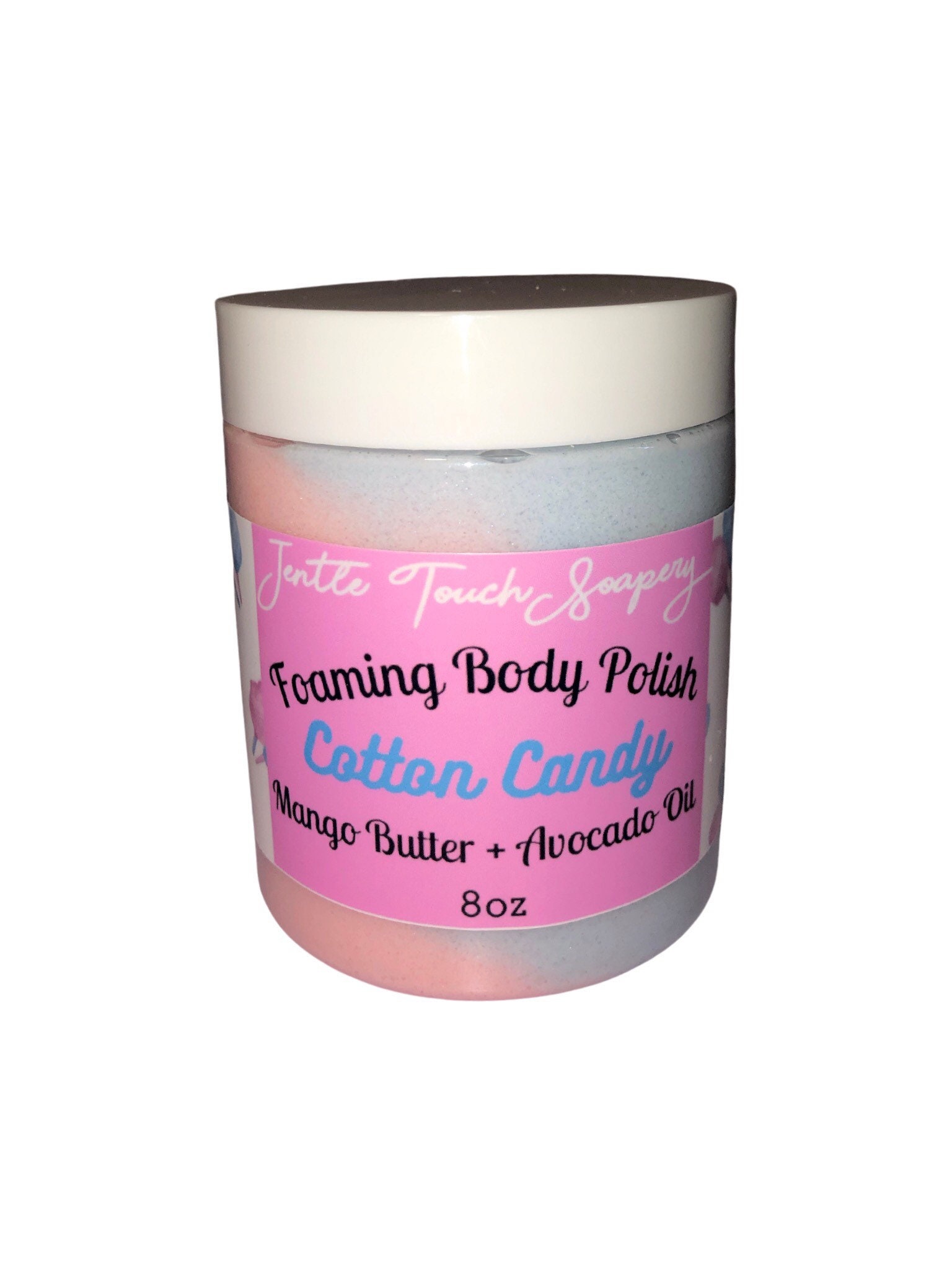 Schwarze Eigen-Cotton Candy-Schlagseife Zuckerpeeling-Duftende Feuchtigkeitsspendende Körperpolitur-Peeling-Peeling von Jentletouchsoapery