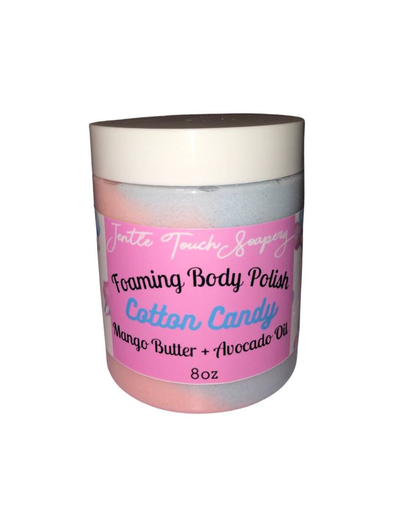 Schwarze Eigen-Cotton Candy-Schlagseife Zuckerpeeling-Duftende Feuchtigkeitsspendende Körperpolitur-Peeling-Peeling von Jentletouchsoapery