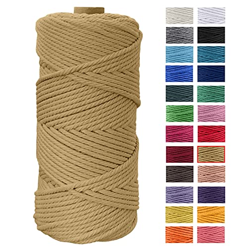 JeogYong Makramee Garn 4mm x 100m Naturliches Baumwollegarn Kordel Makramee Blumenampel Natur Baumwolle Schnur Kettgarn für DIY Handwerk, Strick Hängepflanze, Traumfänger, Häkeln (Kaffee) von JeogYong