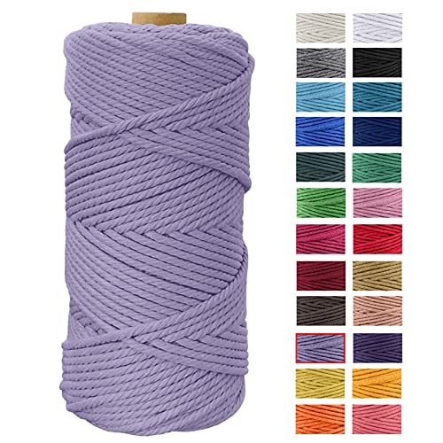 JeogYong Makramee Garn 4mm x 100m Naturliches Baumwollegarn Kordel Makramee Blumenampel Natur Baumwolle Schnur Kettgarn für DIY Handwerk, Strick Hängepflanze, Traumfänger, Häkeln (Lila) von JeogYong