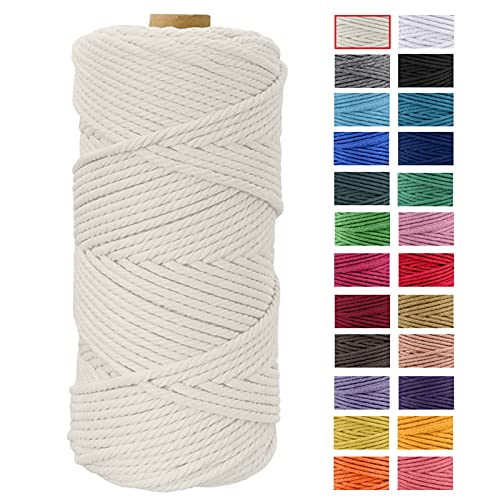 JeogYong Makramee Garn 4mm x 100m Naturliches Baumwollegarn Kordel Makramee Blumenampel Natur Baumwolle Schnur Kettgarn für DIY Handwerk, Strick Hängepflanze, Traumfänger, Häkeln (Natürlich) von JeogYong