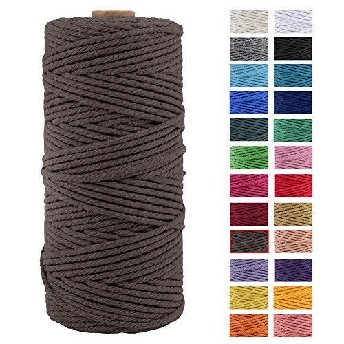 JeogYong Naturliches Baumwolle Garn, Baumwollgarn Makramee-Seil Weiches Baumwoll-Seil, zum Wandbehänge, Pflanzenhalter, Basteln, Heimtextilien, Geschenkverpackung 3mm x 109 Yards (Braun) von JeogYong