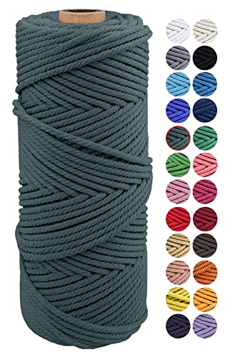 JeogYong Naturliches Baumwolle Garn, Natürlich Baumwollgarn Makramee-Seil Weiches Baumwoll-Seil, zum Wandbehänge, Pflanzenhalter, Basteln, Heimtextilien, Geschenkverpackung 2mm x 100m (Dunkelgrün) von JeogYong