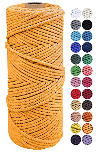 JeogYong Naturliches Baumwolle Garn, Natürlich Baumwollgarn Makramee-Seil Weiches Baumwoll-Seil, zum Wandbehänge, Pflanzenhalter, Basteln, Heimtextilien, Geschenkverpackung 2mm x 100m (Golden) von JeogYong