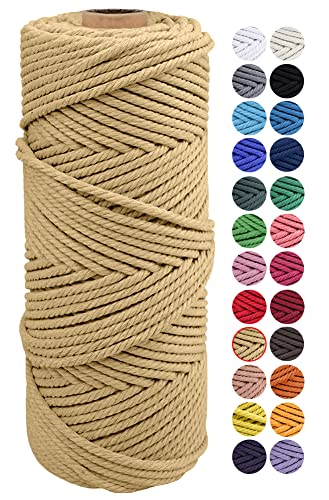 JeogYong Naturliches Baumwolle Garn, Natürlich Baumwollgarn Makramee-Seil Weiches Baumwoll-Seil, zum Wandbehänge, Pflanzenhalter, Basteln, Heimtextilien, Geschenkverpackung 2mm x 100m (Kaffee) von JeogYong