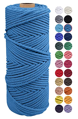 JeogYong Naturliches Baumwolle Garn, Natürlich Baumwollgarn Makramee-Seil Weiches Baumwoll-Seil, zum Wandbehänge, Pflanzenhalter, Basteln, Heimtextilien, Geschenkverpackung 2mm x 100m (Seeblau) von JeogYong