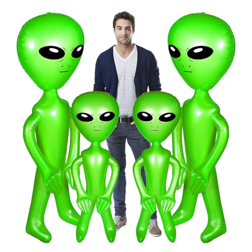 Aufblasbare Alien 4pcs 66,93inch 33,46 Zoll Blow Up Alien Balloons Kein Leck PVC Alien Spielzeug lustige realistische Alien -Party -Dekorationen für Halloween -Geburtstagsfeier -Vorräte, Alien Decor von Jeorywoet