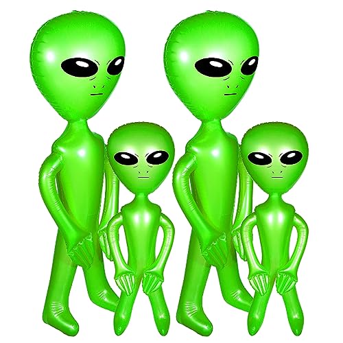 Aufblasbare Alien 4pcs 66,93inch 33,46 Zoll Blow Up Alien Balloons Kein Leck PVC Alien Spielzeug lustige realistische Außerirdische Partydekorationen für Halloween -Geburtstagsfeier -Vorräte, aufblas von Jeorywoet