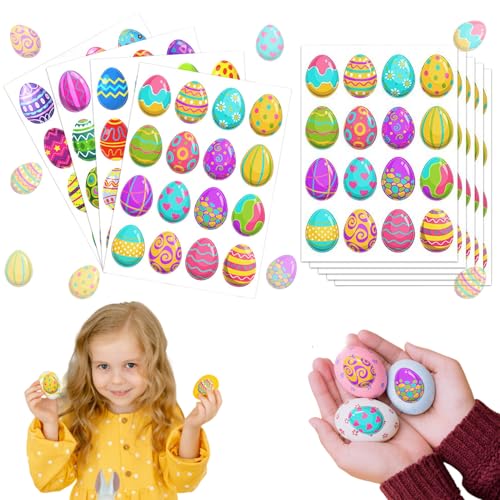 Eieraufkleber, 8 Blätter/96pcs Ostereier Aufkleber für Kinder verschiedene und farbenfrohe Eieraufkleber DIY-freundlich von Jeorywoet