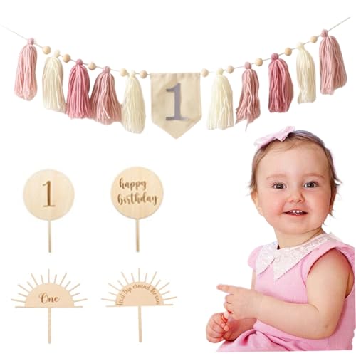 Erste Geburtstagsdekorationen mit Hochstuhl -Banner, Kuchentopper und Accessoires, Baby Girl Boy Erste Geburtstagsdekoration für Party, Foto -Requisiten, Stil 2, einjährige Geburtstagsdekorationen von Jeorywoet