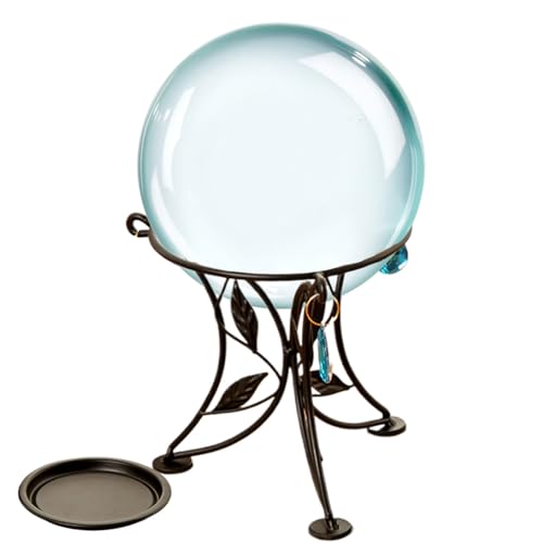 Jeorywoet Blickkugelständer, 5,1 x 5,1 Zoll Eisenblätter Globe Stehen mit Tablett, hohlausgeschnitzten Kristallkugel, Sphere-Halter für Outdoor, Zuhause, Büro, Yards, Blickkugelständer von Jeorywoet