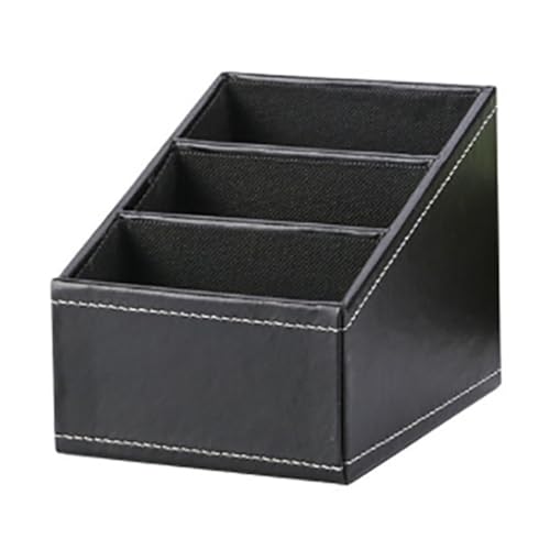 Jeorywoet Fernbedienungshalter Desktop Aufbewahrungsorganisator PU Leder Kosmetische Sortierbox Schwarz, Desktop Organizer von Jeorywoet