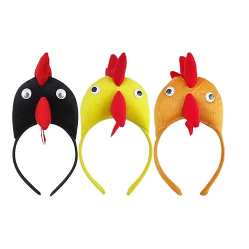 Jeorywoet Kinder Hühnchen Kostüm, 3pcs Hühnchen Stirnband Rooster Stirnband Plüsch Tier Ohrstirnband Halloween Chicken Cosplay Requisiten Halloween Party Supplie, Hühnchen -Stirnband von Jeorywoet