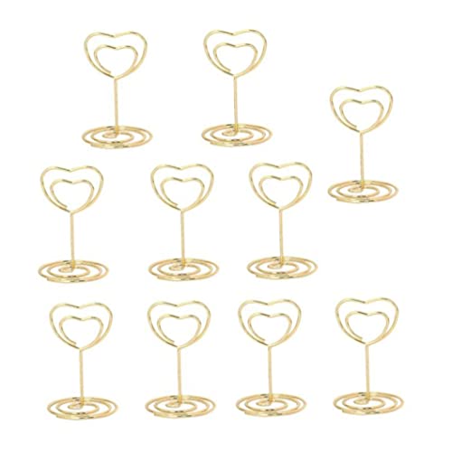 Tabellenkartenhalter Herzfoto Halter Tischnummer Stand Bildhalter Tischnummer Halter für Hochzeiten Party Zeichen Food Cards Etikett 10 PCs Gold Tischkarte Halter von Jeorywoet