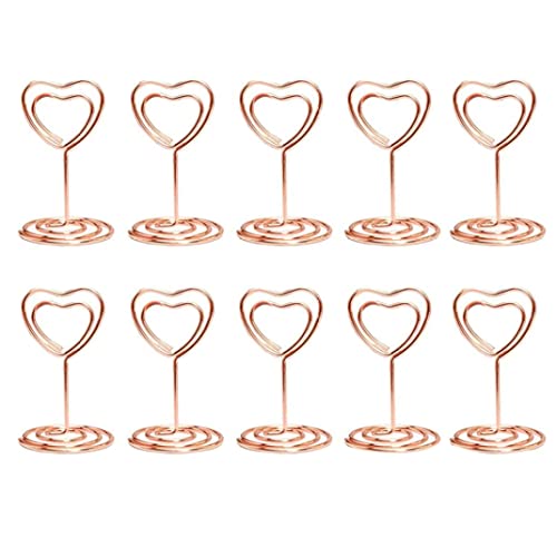 Tischkarte Halter Herzfoto Halter Tischnummer Stand Bildhalter Tischnummer Halter für Hochzeiten Party Zeichen Food Cards Etikett 10 PCs Roségold Tischkarte Halter von Jeorywoet