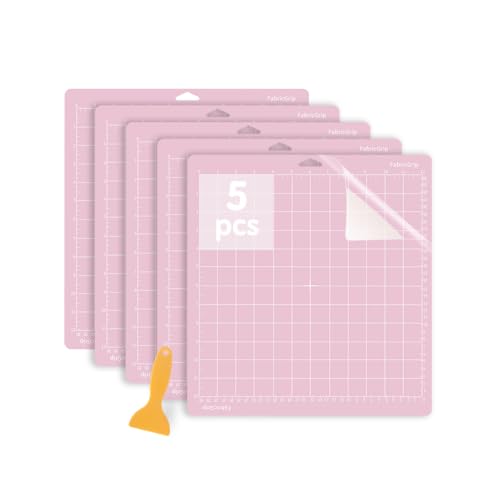 Jerilla Schneidematten für Cricut 5 Stück 12x12 Zoll FabricGrip Rutschfeste Schneidematten Set für Cricut Maker/Explore One/Air/Air 2 mit Schaber von Jerilla