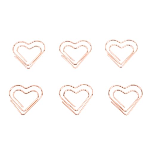 Jerli flyer 100 Stück bunte Papier clips, niedliche Metall-Herz-Büroklammern, Rose Gold Metall-Papier klemmen Papier klemmen Papier klammern für Frauen Papier dokument notiz (Rose Gold Heart Shape) von Jerliflyer