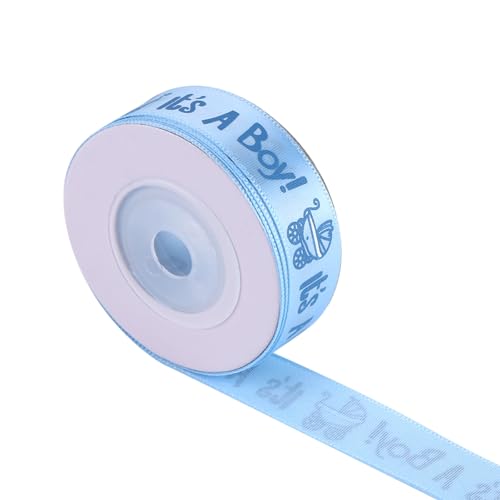 Jerliflyer 10 Yards IT S A BOY GIRL Ribbon Roll,Gift Wrapping Ribbon for Baby Shower Blue Satin Baby Shower Gift Ribbon for Party Favors (Blue) von Jerliflyer