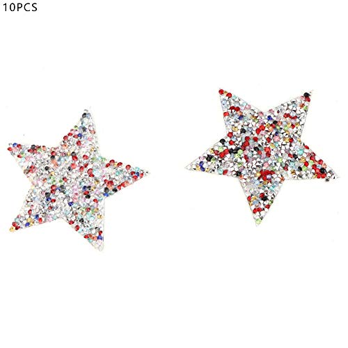 Jerliflyer 10pcs Rhinestone Star Iron On Applique Patches for Clothes,Clothing Repair Patches Dresses, Shoes, Bags, and Hats (8 cm großer fünfzackiger Stern in verschiedenen Farben) von Jerliflyer