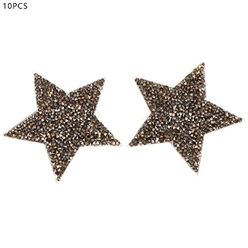 Jerliflyer 10pcs Rhinestone Star Iron On Applique Patches for Clothes,Clothing Repair Patches Dresses, Shoes, Bags, and Hats (8cm transparent gray five-pointed star) von Jerliflyer