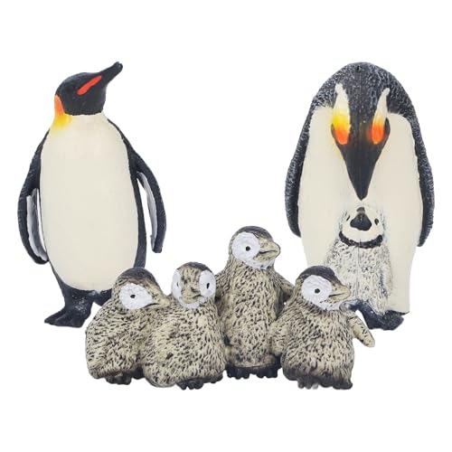 Jerliflyer Hochsimulierte Wildtier-Königspinguin-Mutter- und Kind-Figuren, realistisches Pinguin-Figuren-Set, pädagogisches Spielzeug für frühes Lernen, Tiermodell von Jerliflyer