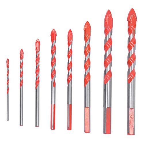 Jerliflyer Mehrzweck-Bohrer-Set, Zubehör für Keramikfliesen, Glasbohrzubehör, Beton-, Glas- und Holzbohren (8PCS) von Jerliflyer