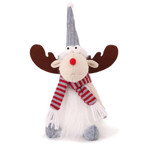 Niedliche Weihnachts-Elch-Puppendekoration, niedliche sitzende Rentier-Elch-Figur, weihnachtliche Tierpuppenverzierung für Party, Zuhause, Schaufenster, Bürodekoration (25 * 10cm) von Jerliflyer