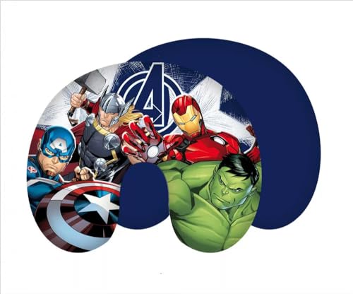 Avengers Nackenkissen Reisekissen mit Superhelden Thor, Iron Man, Hulk, Captain Amerika, 28 x 33 cm, 100% Polyester von Jerry Fabrics